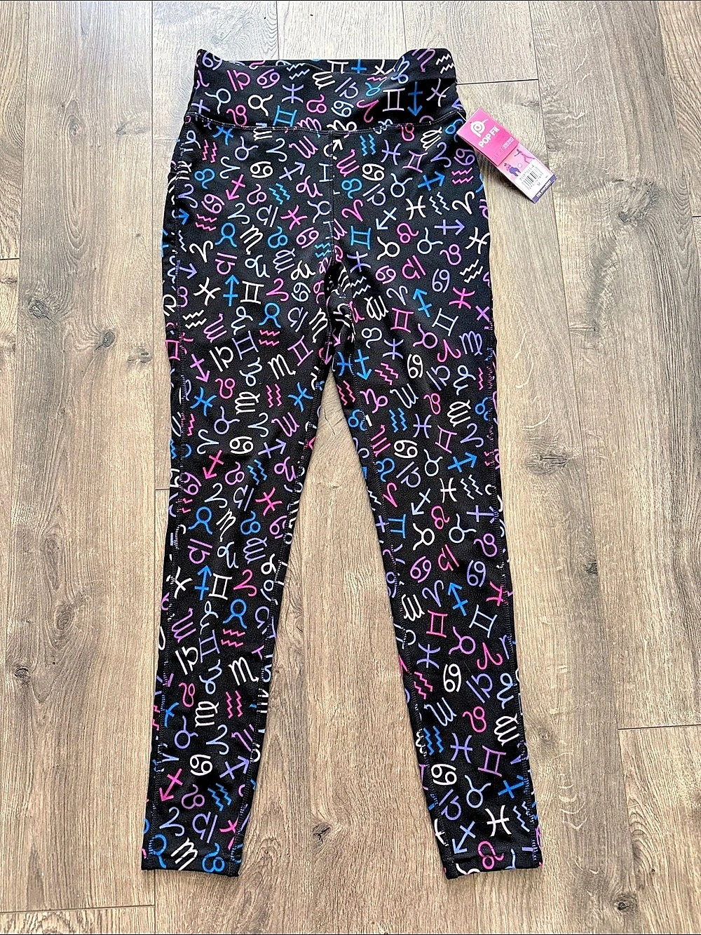 POP Fit POP7011-A Geometric Leggings in Black & Multicolor Size Medium NWT